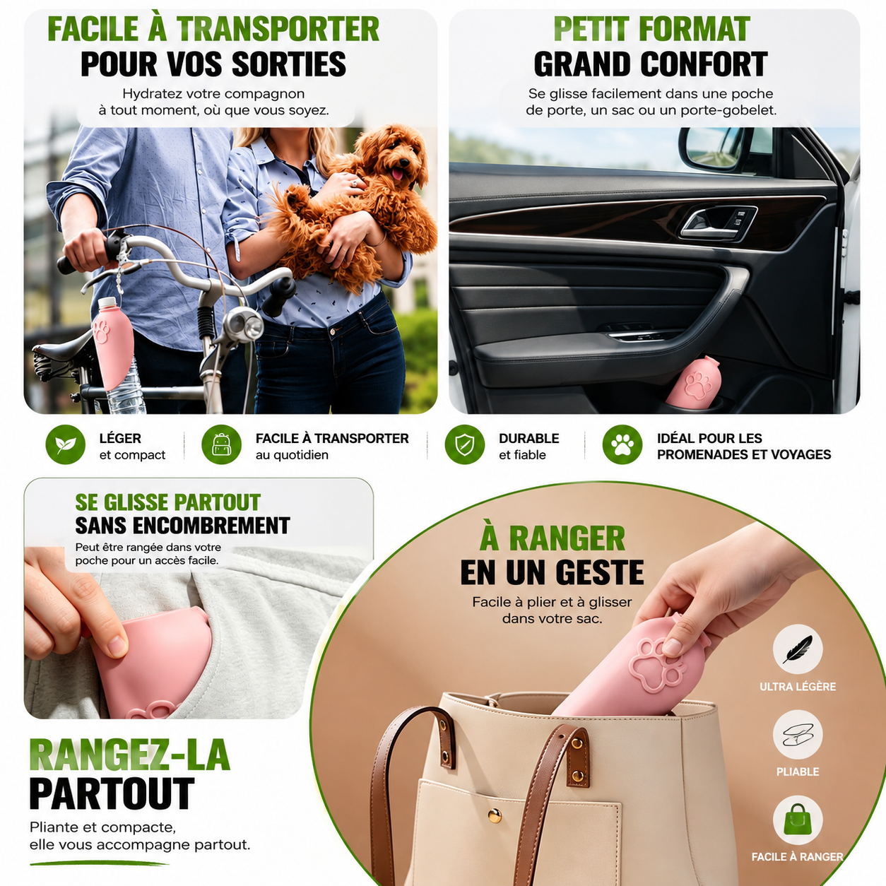 Coupelle d'Eau Portable pour Chien | Compatible avec les Bouteilles Standard